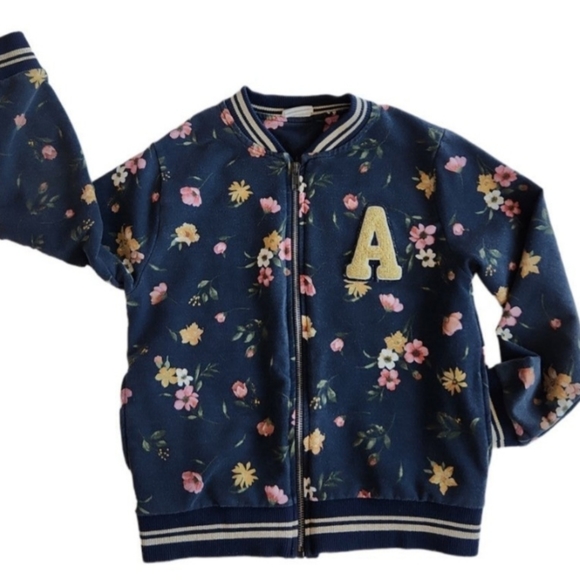 Zara Girls Floral Fleece Cozy Monogrammed Zip Bomber Style Jacket 7 - Picture 3 of 8